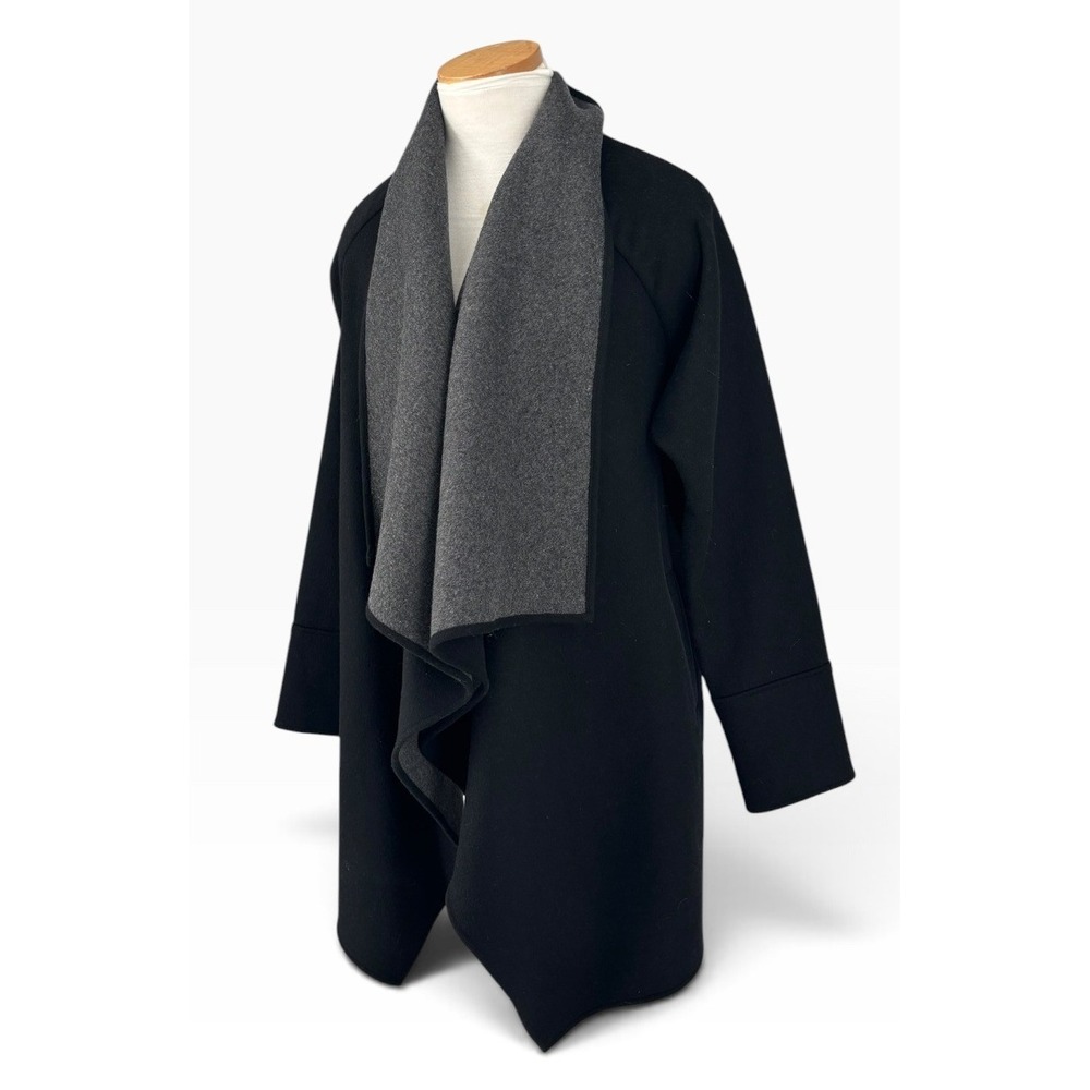 Michael Kors Wool Blend Shawl Collar Coat Womens Small Black Grey Excellent Soft